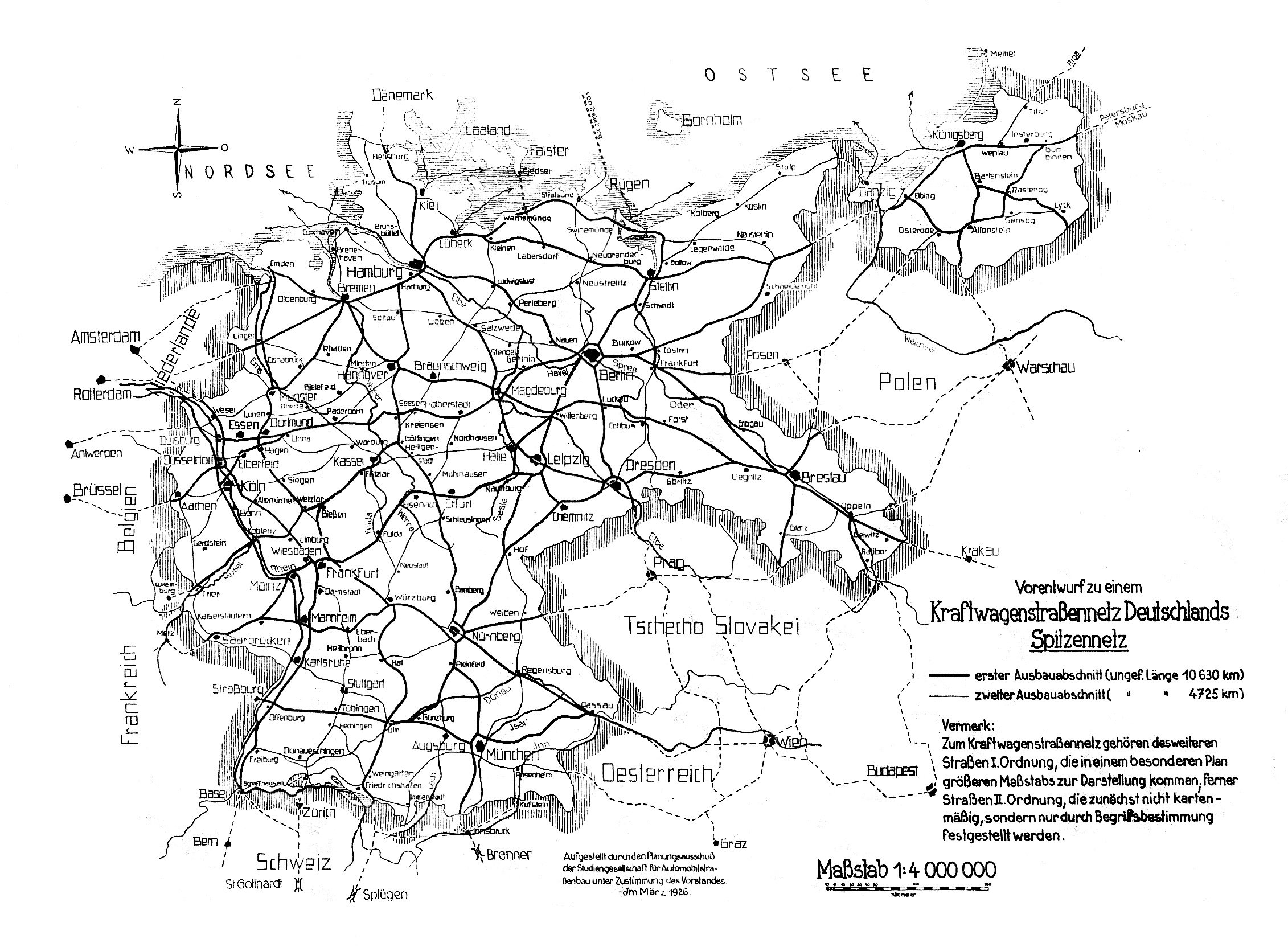 Plans for a highway network in Germany, 1926 [2262x1663] [OS] : MapPorn